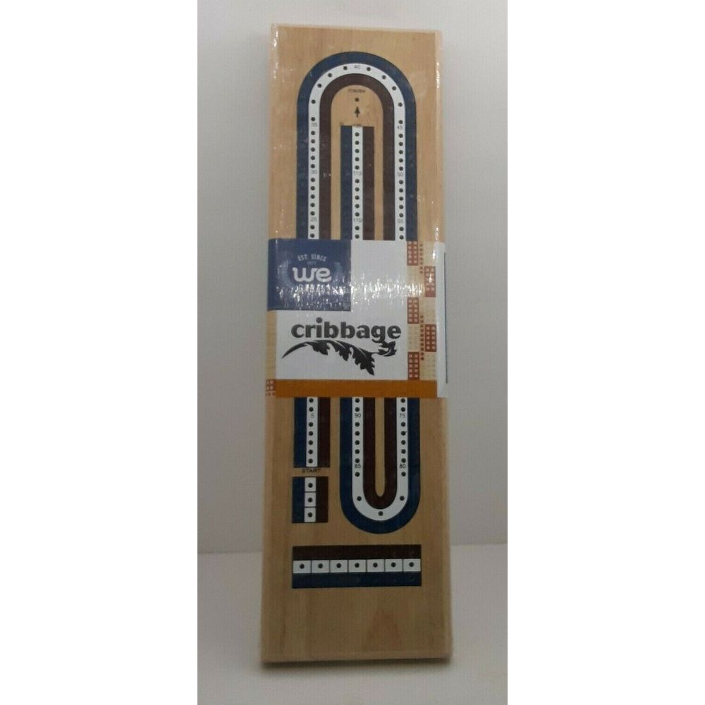 Wood Expressions 30-1113 Natural Solid Wood 3 Track Cribbage‎ Board with Metal